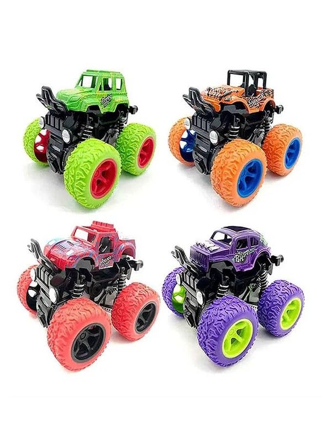 بيبي جو مجموعة شاحنات BabyGo Mini Monster Friction Power Truck، قطعتان، للأطفال من عمر 3 إلى 8 سنوات | سيارة انزلاقية 360 درجة | ادفعها وانطلق للأمام | سيارة لعبة للطرق الوعرة | أفضل هدية عيد ميلاد للأطفال الرضع من الجنسين. (متعددة الألوان) (مجموعة من 4 قطع) - Image 1